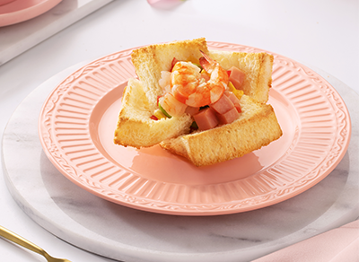 Prawn and Ham Toast Tart (thickly sliced)